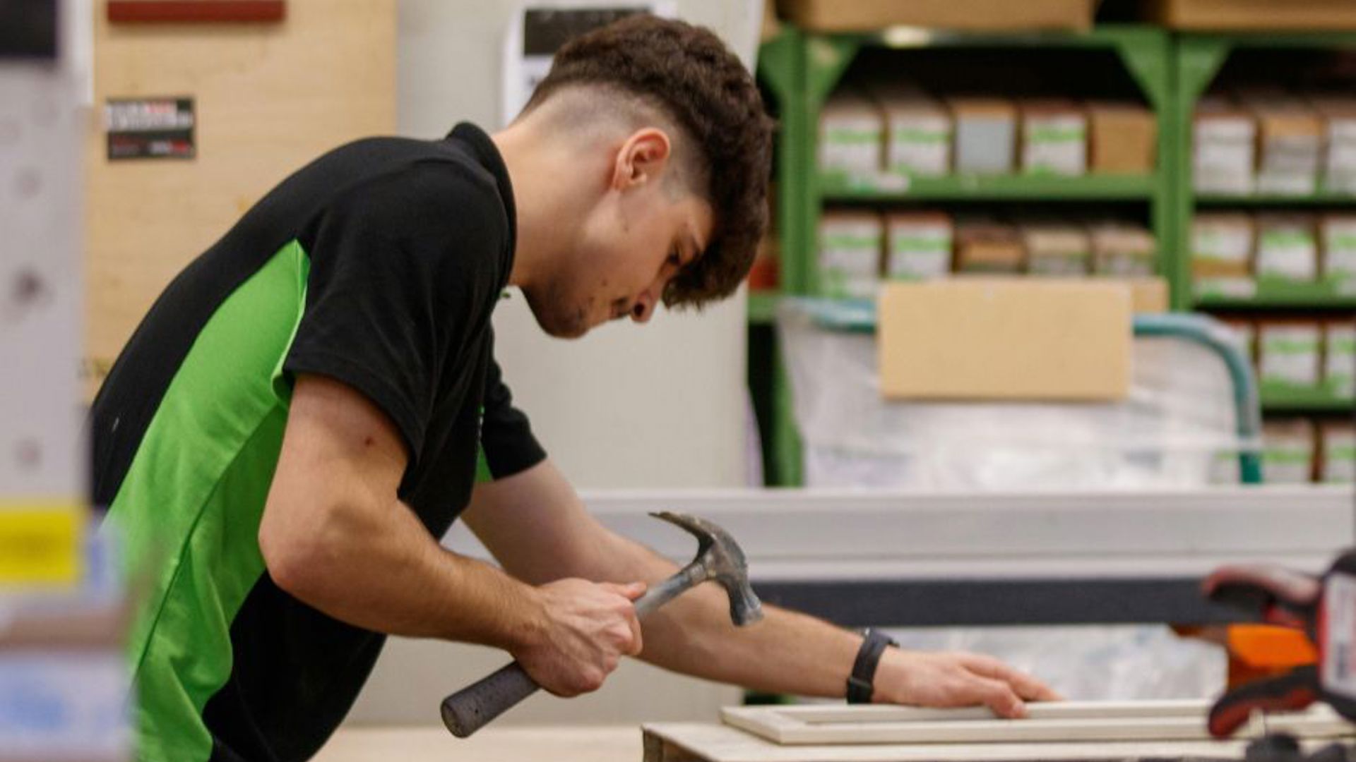 Young man in workshop 